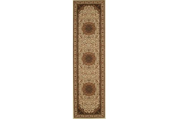 Stunning Formal Medallion Design Rug Cream 300x80cm