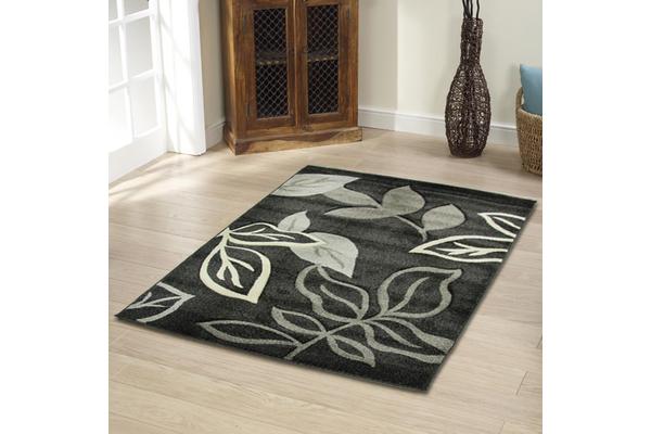 Stunning Thick Leaf Rug Black 150x80cm