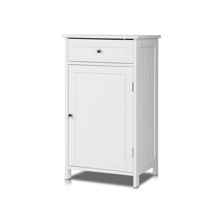 Storage Side Cabinet Laundry or Bathroom Cupboard Tallboy White MDF