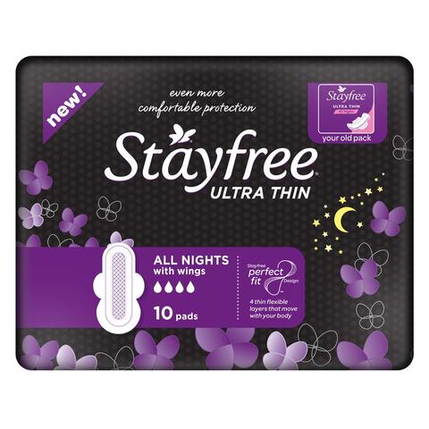 Stayfree Pads All Nights Ultra Thin With Wings X 10