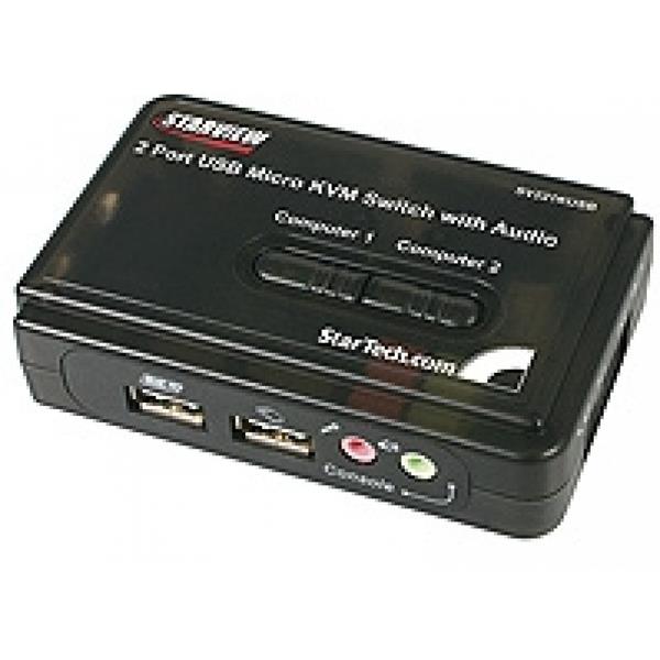 Startech 2 Port Black Usb Kvm Switch Kit With Audio And Cables