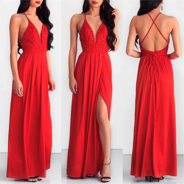 Star Of The Show Maxi Dress - Red