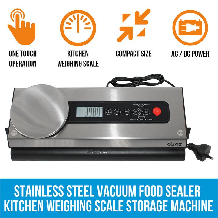 Stainless Steel Food Vacuum Sealer Bags Packaging Saver Kitchen Weighing Scale Storage Machine