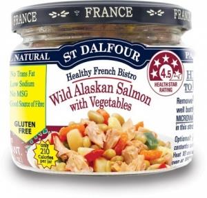 St Dalfour Healthy French Bistro Wild Alaskan Salmon with Vegetables Gluten Free in Glass 200g