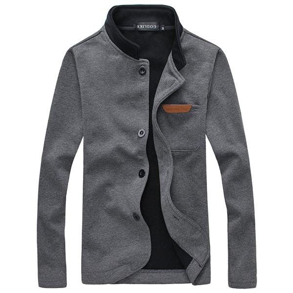 Stand Collar Fleece Liner Single Breasted Slim Spring Jacket