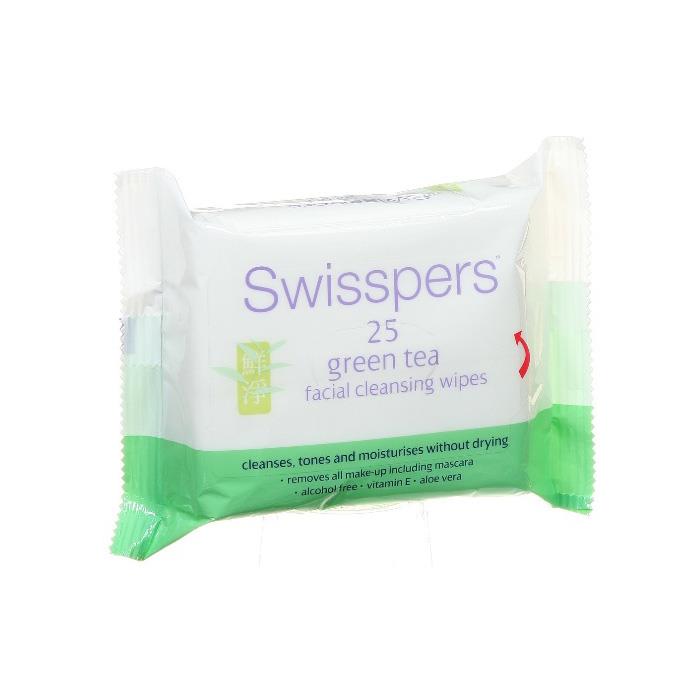 Swisspers Cleansing Facial Wipes Green Tea X 25