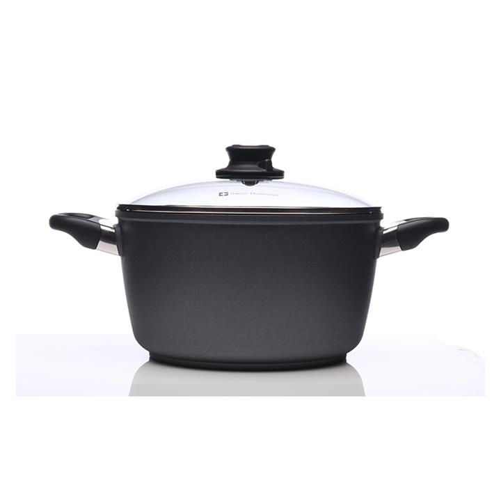 Swiss Diamond 5.2L Non Stick Deep Round Casserole Pot with Vented Glass Lid