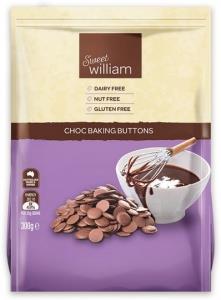 Sweet William Choc Baking Buttons G/F 300g