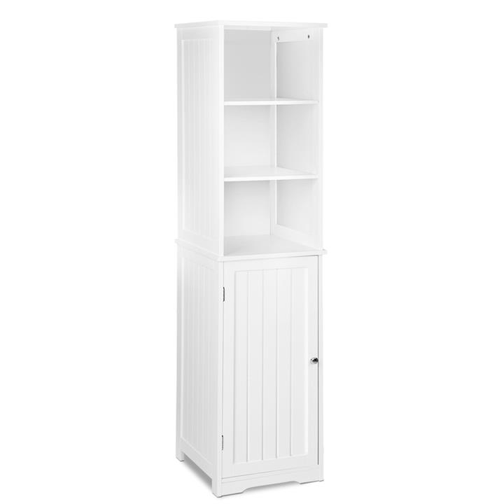 Tallboy Laundry or Bathroom Cupboard Extra Storage Cabinet White MDF