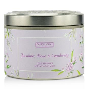 The Candle Company Tin Can 100% Beeswax Candle with Wooden Wick - Jasmine, Rose & Cranberry (8x5) cm Home Scent