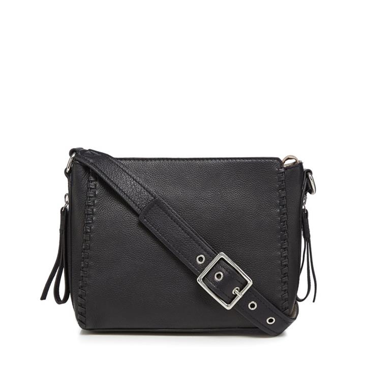 The Collection Black Leather Cross Body Bag, Women's