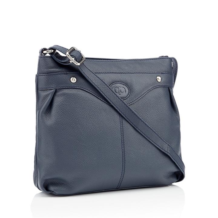 The Collection Navy (Blue) Leather Logo Detail Cross Body Bag, Women's