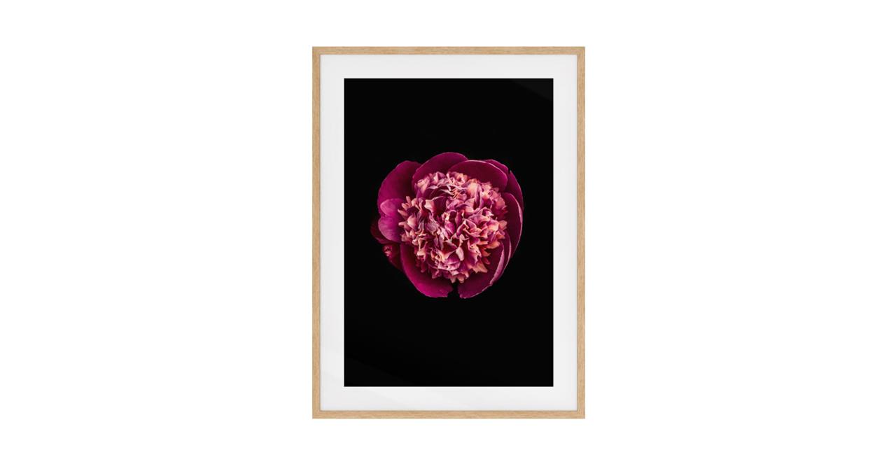 The Peony Print Natural Wood Frame Small