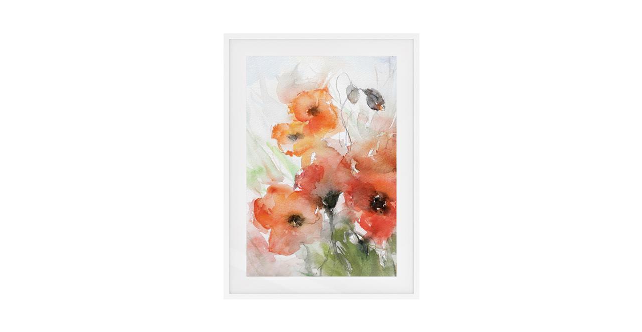 The Poppy Print White Wood Frame Small