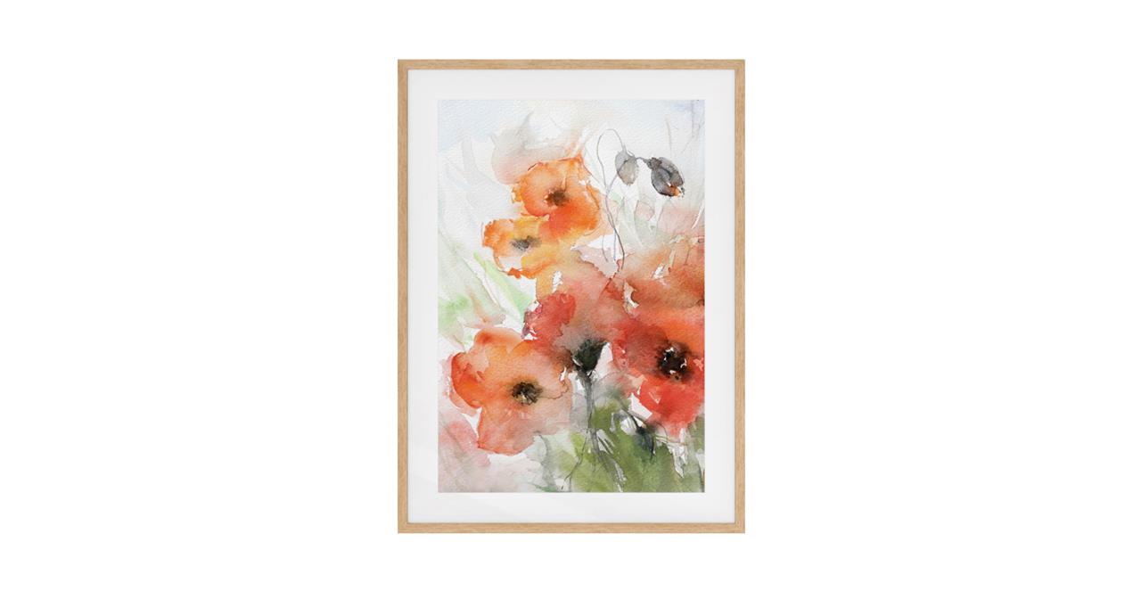 The Poppy Print Natural Wood Frame Small