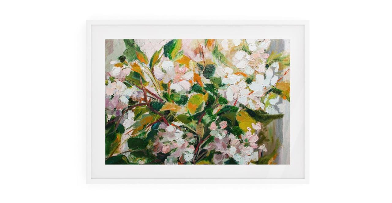 The Floret Print White Wood Frame Medium