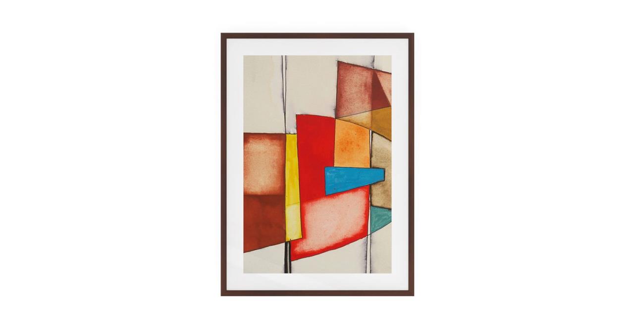 The Fractures Print Dark Brown Wood Frame Small Square