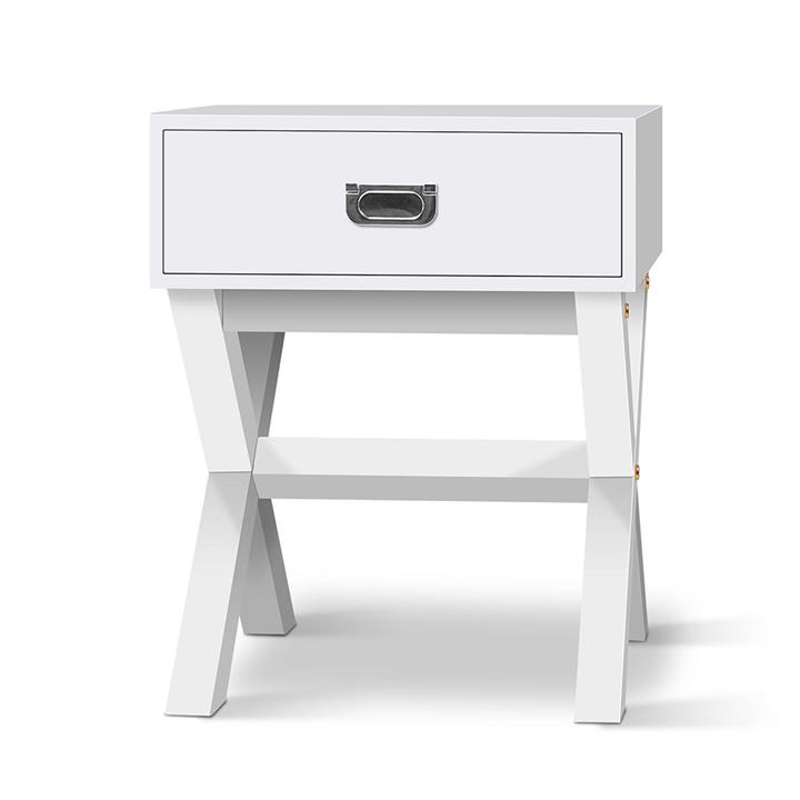 Timer Bedside Table X-shade Legs Retro Design Bedroom Home Office Table White