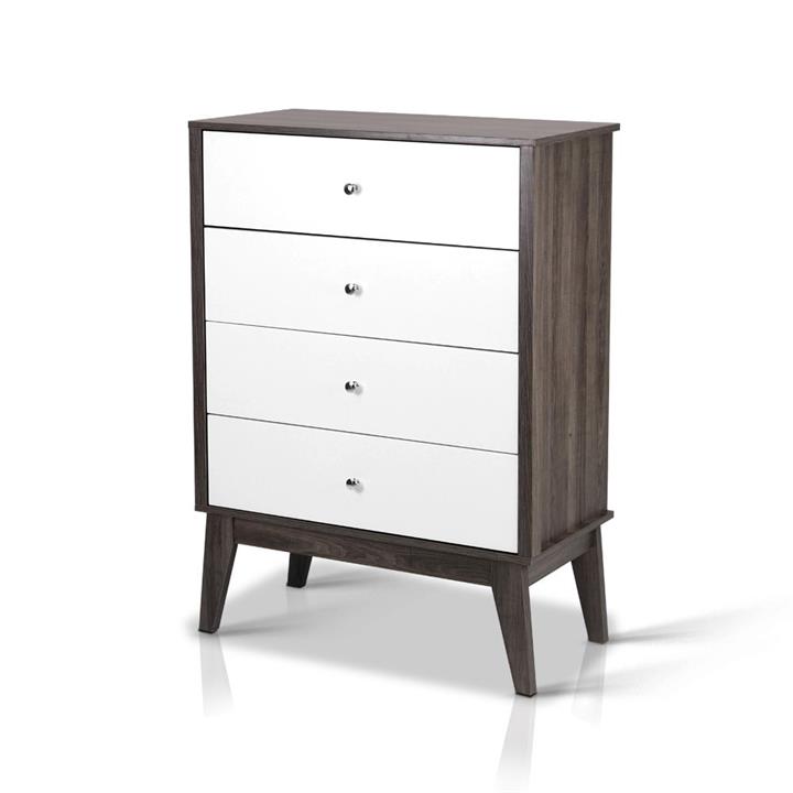 TONI Tallboy Scandinavian Sideboard Cabinet 4 Drawer Storage Dark Grey