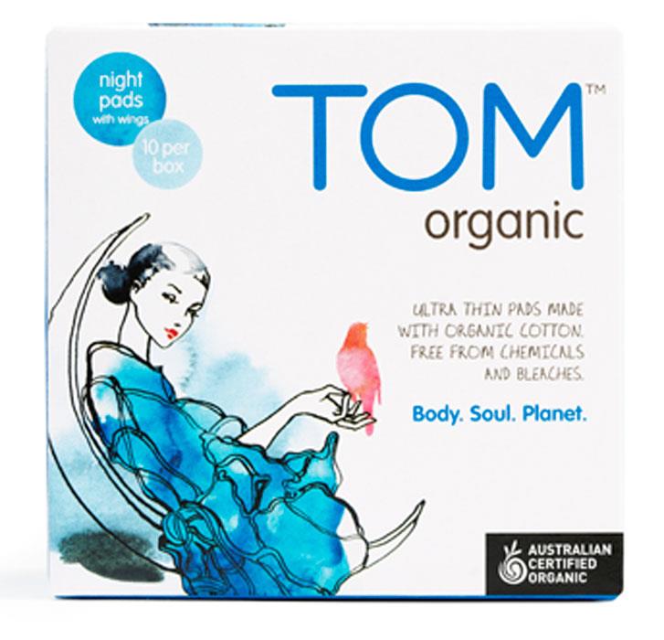 TOM Organic Ultra Thin Night Pads with Wings X 10