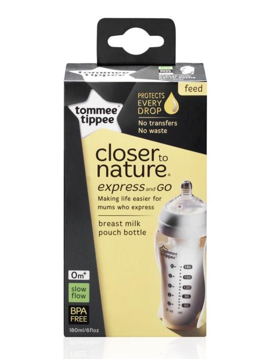 Tommee Tippee CTN Express and Go Breast Milk Pouch Bottle 180ml