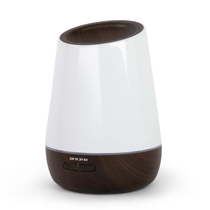 Ultrasonic Aroma Diffuser LED Essential Oil Humidifier Air Purifier Cylinder Dark Wood 500ML