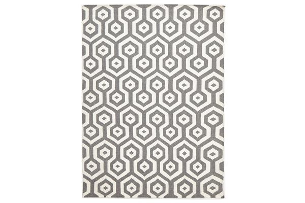 Urban Hive Flat Weave Wool Rug Grey 225x155cm