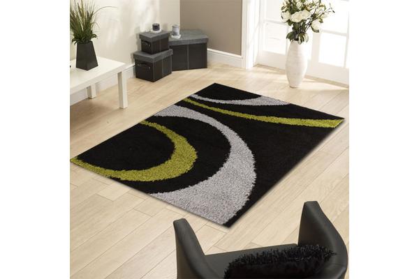 Urban Curves Rug Black Green 330x240cm