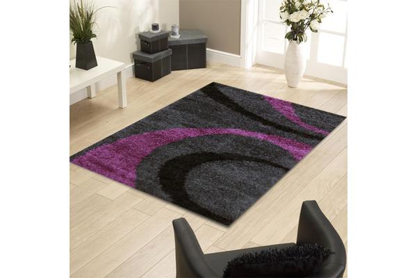 Urban Shag Rug Charcoal Purple 330x240cm