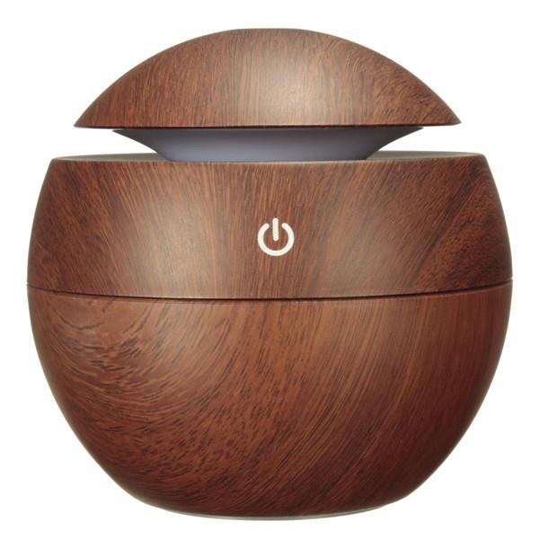 USB Wooden Ultrasonic Aroma Humidifier Air Essential Oil Diffuser with Color Changing LED Lamp