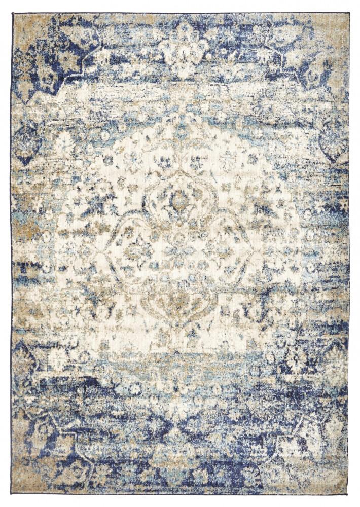 Venice Stunning Designer Rectangular Floor Rug Ivory Blue