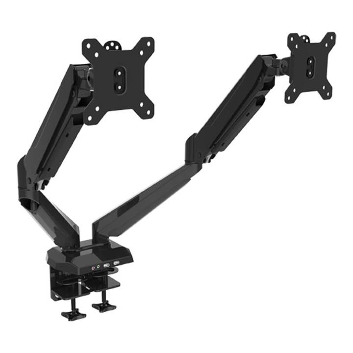 Vision Mounts Gas Spring Dual Lcd Monitor Arm With Desk Mount And Usb