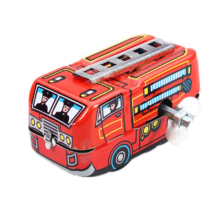 Vintage Fire Chief Firefighter Car Truck Clockwork Wind Up Tin Toys