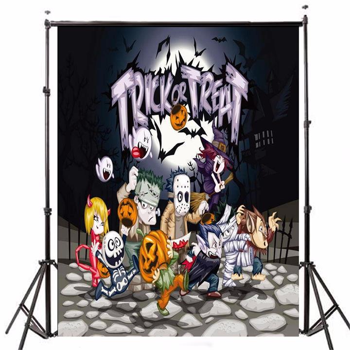 Vinyl Halloween Night Treat or Trick Pumpkin Ghost Photography Background Backdrop