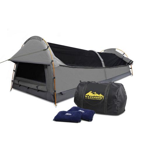 Weisshorn Double Swag Tent  Camping Canvas w/ Carry Bag Air Pillows Grey