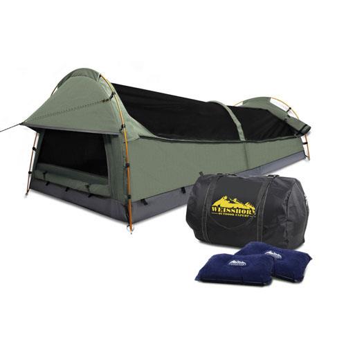 Weisshorn Double Swag With Inbuilt Tent Mesh Ventilation Panels And Heavy Duty Rip Stop Canvas Celadon