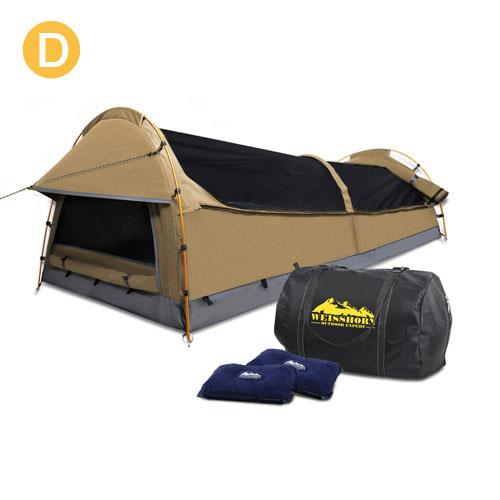 Weisshorn Double Swag With Inbuilt Tent Mesh Ventilation Panels And Heavy Duty Rip Stop Canvas Beige