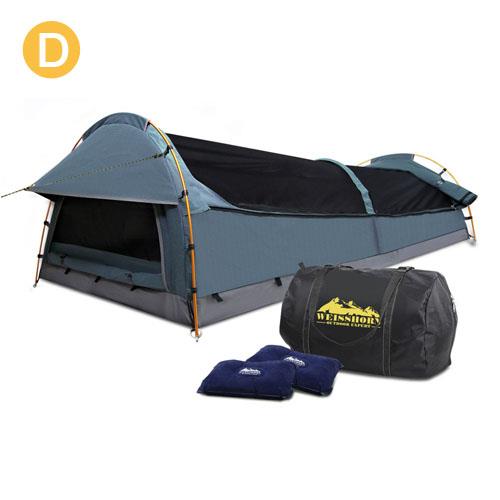 Weisshorn Double Swag Tent  Camping Canvas w/ Carry Bag Air Pillows Navy