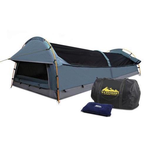 Weisshorn King Single Swag Tent Camping Canvas with Carry Bag Air Pillow Navy