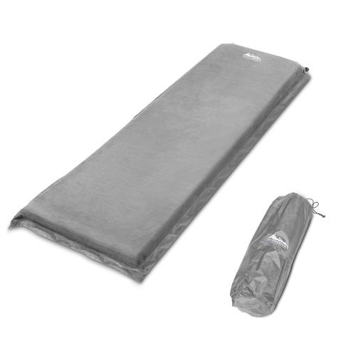 Weisshorn Single Mattress Self Inflating Mattress w/ Suede Finish Joinable Sleeping Mat Camping 10cm Thick Grey