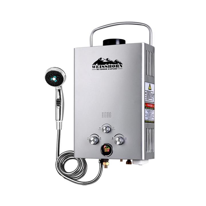 Weisshorn Portable Gas Hot Water Heater 480L/H Shower Camping Caravan Shed Outdoors Silver