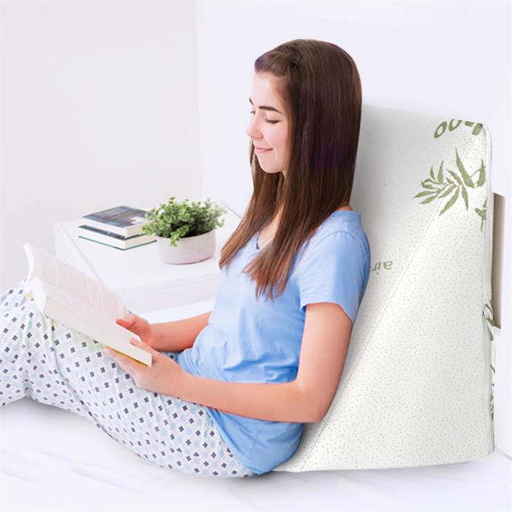 Wedge Pillow Cushion Bed Backrest Bamboo Cover