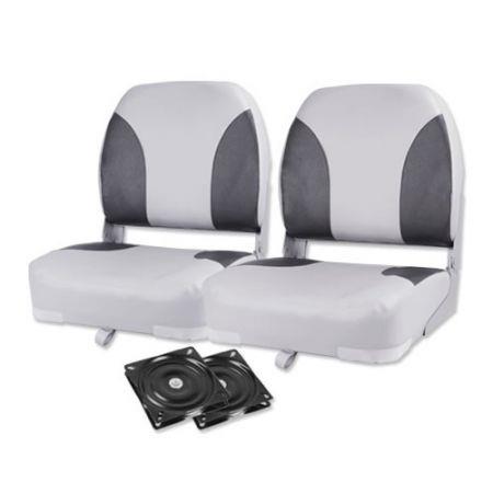 Weather Resistant Swivel Boat Seats - Set of 2, Grey/Charoal