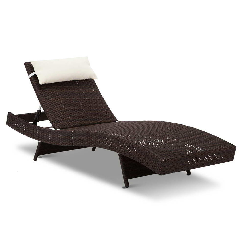 Wicker Outdoor Sun Lounger (Brown)