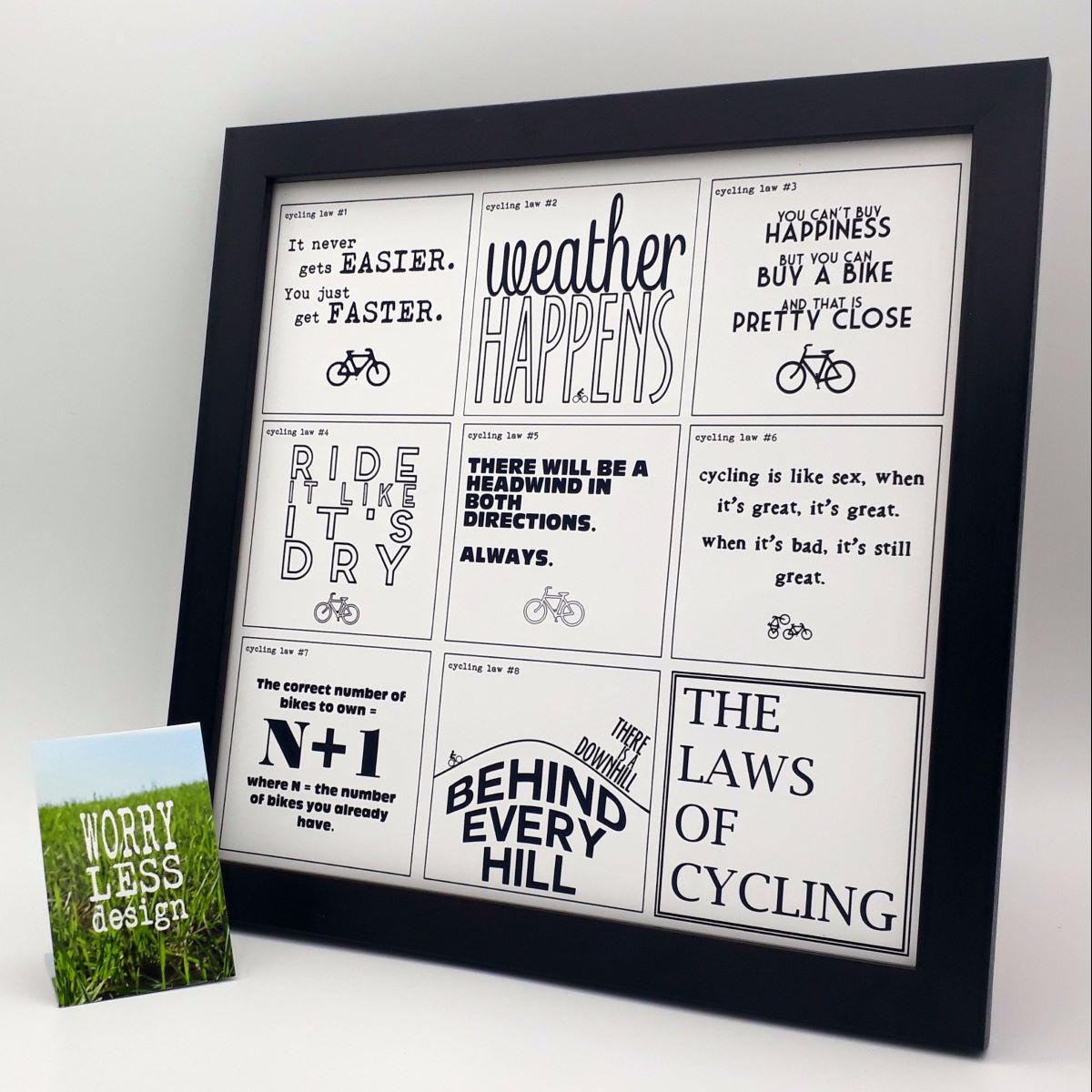 Worry Less Designs Cycling Laws Framed Print - One Size Neutral