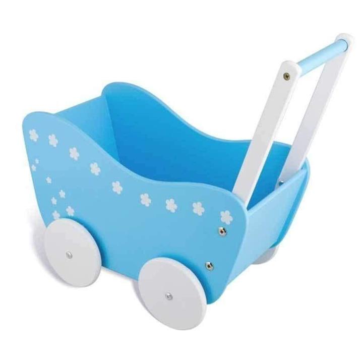 Wooden Wagon Dolls Pram in Blue