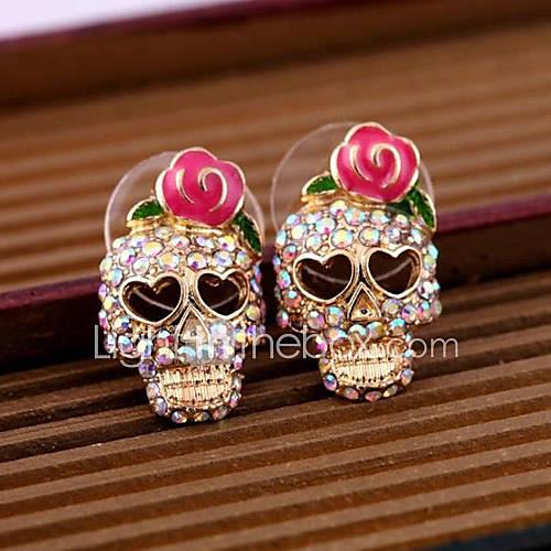 Women's Skull Stud Earrings - Pink Earrings For Daily Casual