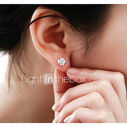 Women's Crystal Sterling Silver Crystal Silver Stud Earrings - Fashion White Purple Four Leaf Clover Earrings For Wedding Party Daily