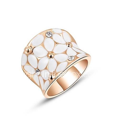 Women's Crystal / Gold Plated Princess Statement Ring - Classic Silver / Golden Ring For Wedding / Party / Party / Evening / Daily