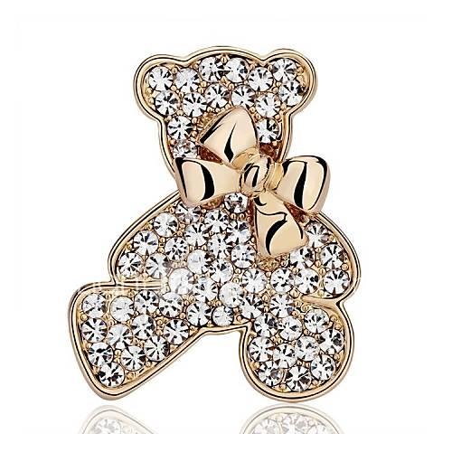 Women's Bear Bowknot Rhinestone / Silver Plated / Gold Plated - Fashion Bowknot / Animal Gold / Silver Brooch For Wedding / Party / Casual